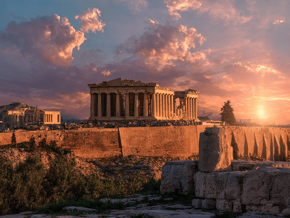 Akropolis in Athen bei Sonnenuntergang